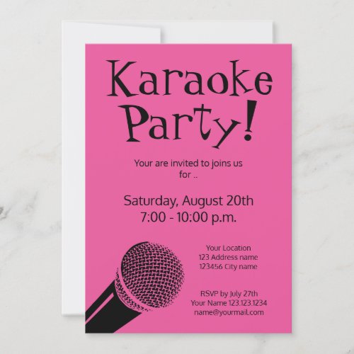 Custom karaoke party invitations with microphone