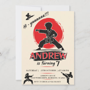 Custom karate birthday Warrior Invitation