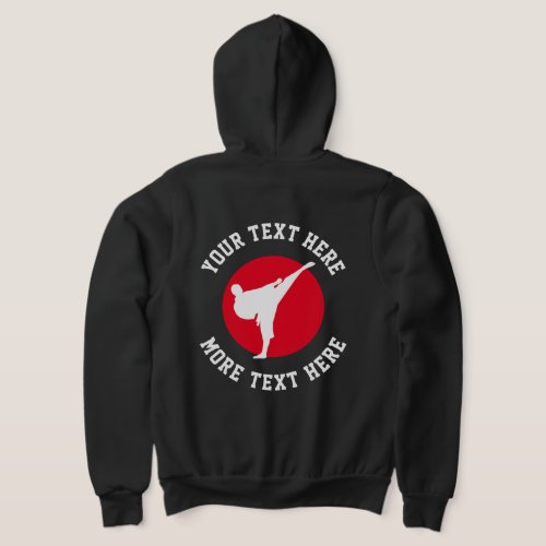 Custom karate school zippered hoodie for fighter