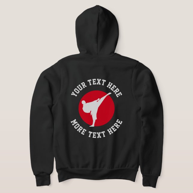 Custom karate school zippered hoodie for fighter (Laydown Back)