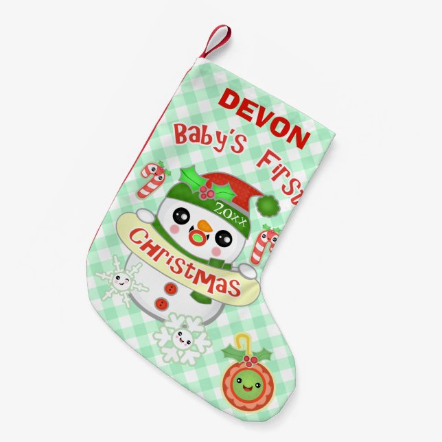 Custom Kawaii Baby's First Christmas Stocking (Front (Hanging))