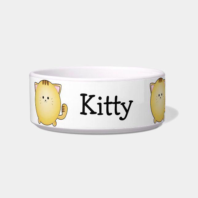 Custom Kawaii Cartoon Cat Pet Bowl (Left)