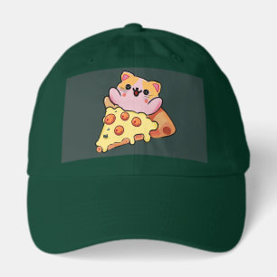 Custom Kawaii Cat Hugging Pepperoni Pizza Cartoon Hat