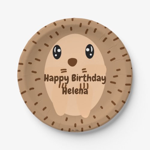 Custom Kawaii Hedgehog Paper Plates