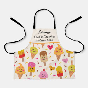 Custom Kawaii Ice Cream lollipop Chef in training  Apron