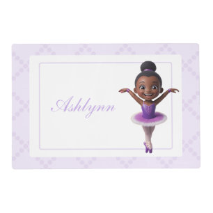 Custom Kawaii Purple Ballerina Monogram Gift Kids Placemat