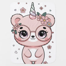 Custom Kawaii Unicorn Bear Face Floral Glasses