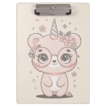 Custom Kawaii Unicorn Bear Face Floral Glasses
