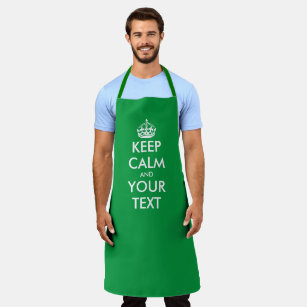 Custom keep calm and carry on large green kitchen apron
