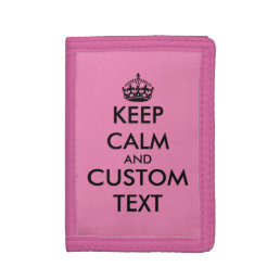 Custom keep calm and carry on template pink trifold wallet