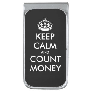 Custom keep calm and your text funny silver finish money clip