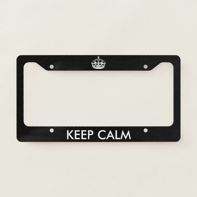 Custom Keep Calm car license plate frame (Front)