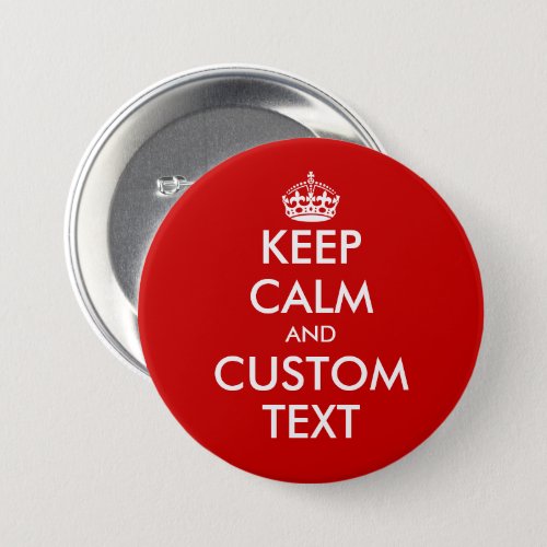 Custom Keep calm large round red pinback buttons