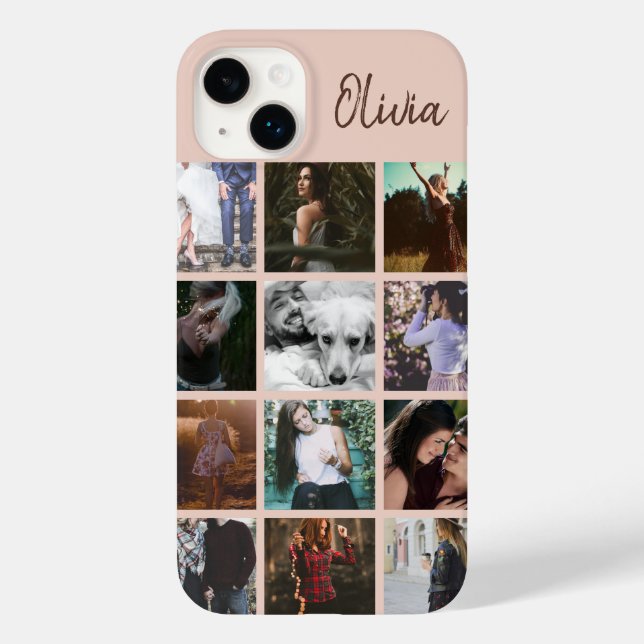 Custom Keepsake Memories Photo Collage and Name Case-Mate iPhone Case (Back)