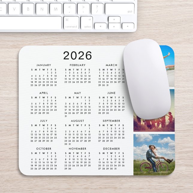 Custom Keepsake Memory Photo Collage 2026 Calendar Mouse Pad (Creator Uploaded)
