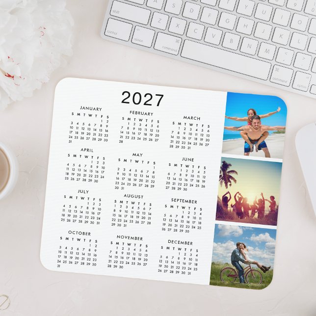 Custom Keepsake Memory Photo Collage 2027 Calendar Mouse Pad (Creator Uploaded)