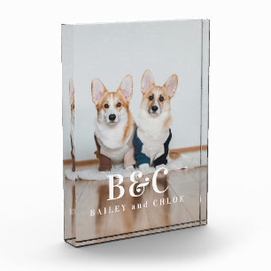 Custom Keepsake Pet Dog Photo with Names  Block