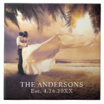 Custom Keepsake Wedding Photo Tile<br><div class="desc">Create your own custom tile using a favorite wedding photo. Replace the sample photo with your own. Edit the text your new family name and wedding date for a unique and treasured keepsake for your new life together.</div>