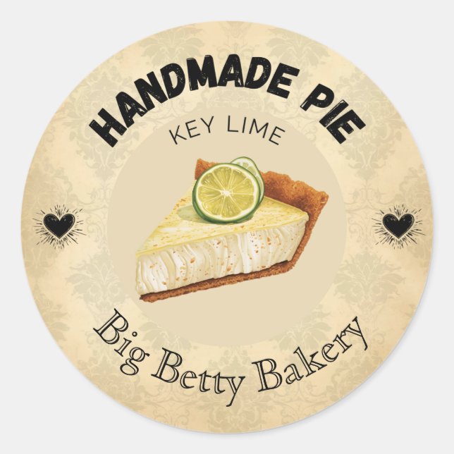 Custom Key Lime Pie Labels | Personalized Bakery P (Front)