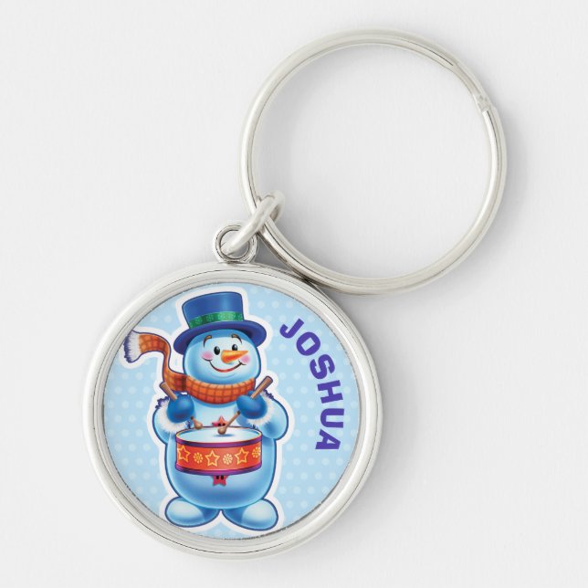 Custom Key Ring Christmas Snowman characters. (Front)
