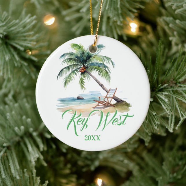 Custom Key West Beach  Ceramic Ornament (Tree)