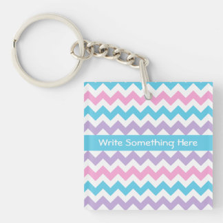 Custom Keychain, Turquoise, Pink, Mauve Chevrons Keychain