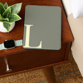 Custom Khaki Green Bold Initial Monogram Kindle Cover
