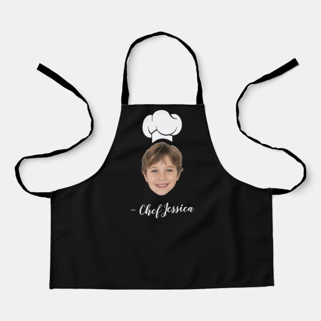 Custom Kid Face & Name Cute Chef Apron (Front)
