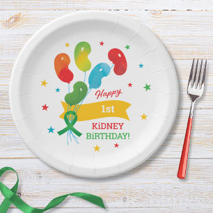 Custom Kidney Transplant Birthday Paper Plates