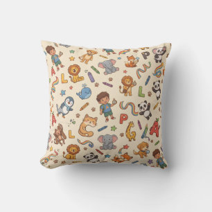 Custom Kids Activity Homeschooling Pillow Beigh