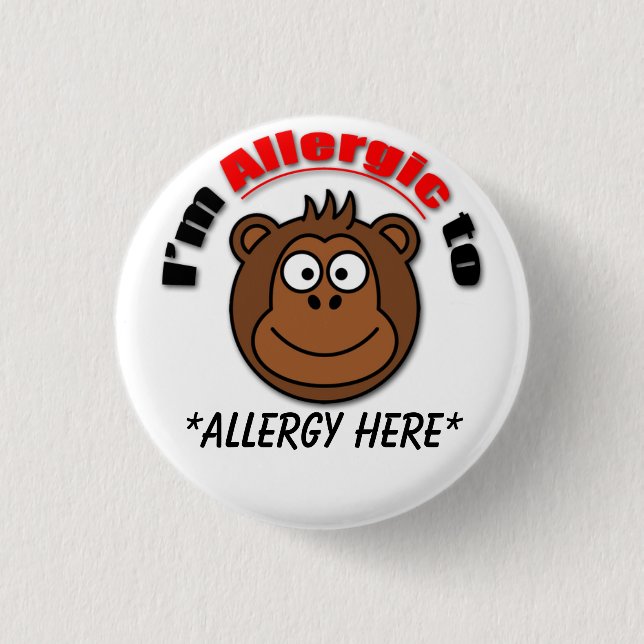 Custom kids allergy badge pinback button (Front)