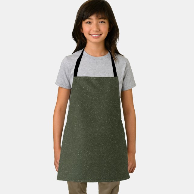 Custom Kids Apron – Moss Green Textured Style (Insitu)