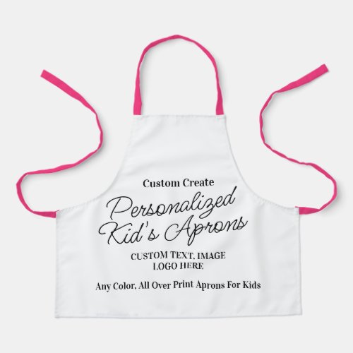 Custom Kids Aprons  All Over Print Whiite Chef Apron