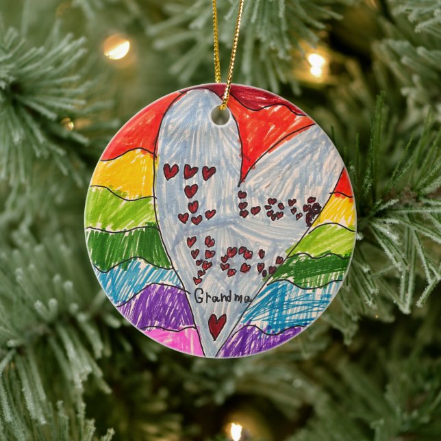 Custom Kids' Art and Photo Keepsake Gift Ceramic Ornament (Tree)
