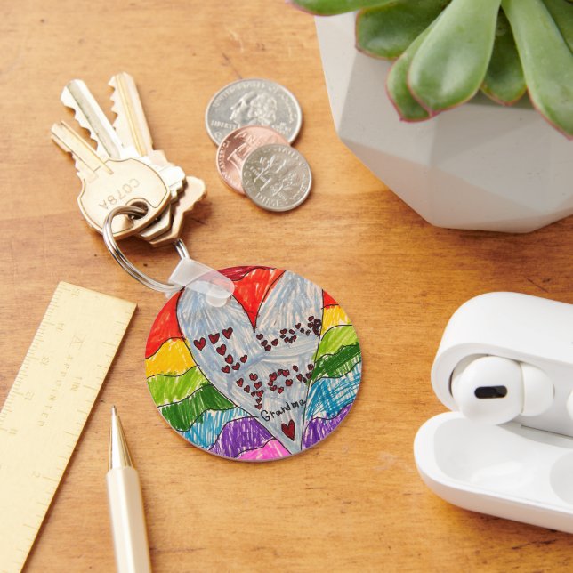 Custom Kids' Art and Photo Keepsake Gift Keychain (Desk)