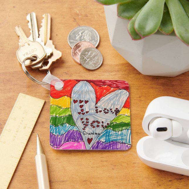 Custom Kids' Art and Photo Keepsake Gift Keychain (Desk)