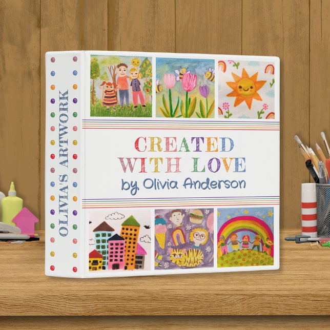 Custom Kids Art Children's Painting and Drawing 3 Ring Binder (Kid's Art Binder where you can add your own child's painting and drawings to create unique keepsake.)