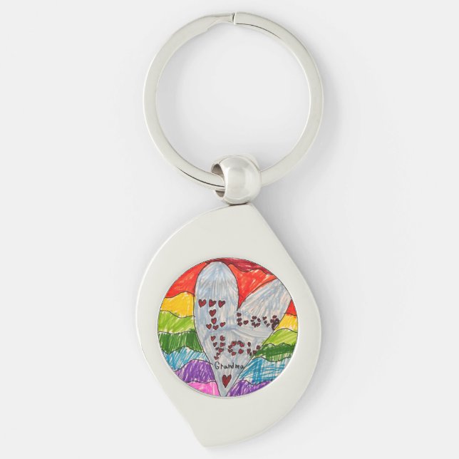 Custom Kids' Art Keepsake Gift for Grandma Keychain (Front)