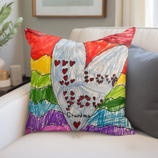 Custom Kids' Art Keepsake Reversible Throw Pillow