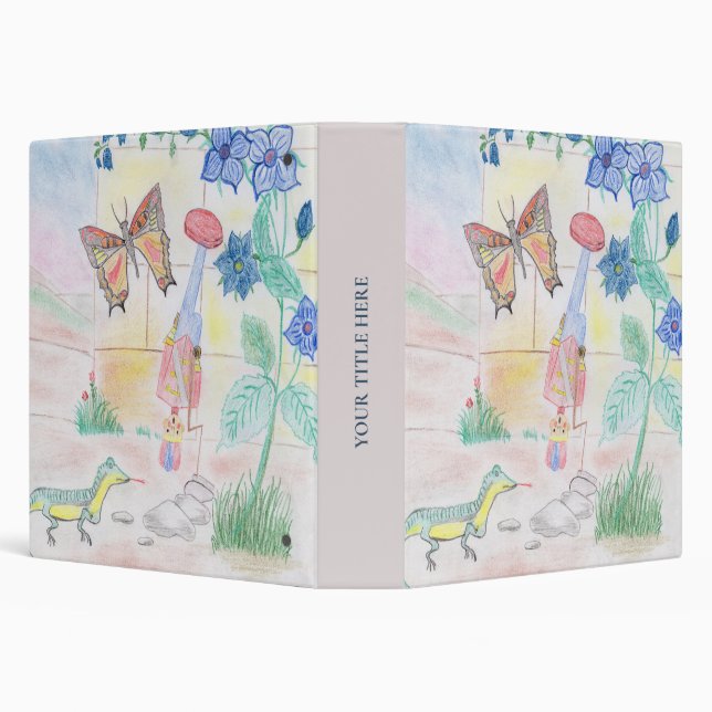 Custom Kids Artwork, Nutcracker toy, butterfly,  3 Ring Binder (Background)
