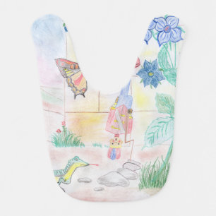 Custom Kids Artwork, Nutcracker toy, butterfly,  Baby Bib