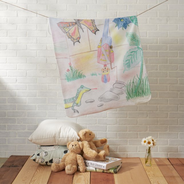 Custom Kids Artwork, Nutcracker toy, butterfly,  Baby Blanket (In Situ)