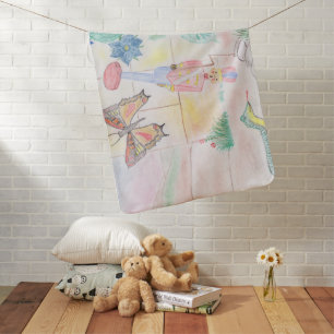 Custom Kids Artwork, Nutcracker toy, butterfly, Baby Blanket