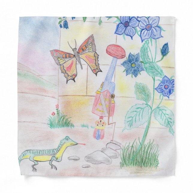Custom Kids Artwork, Nutcracker toy, butterfly,  Bandana (Front)