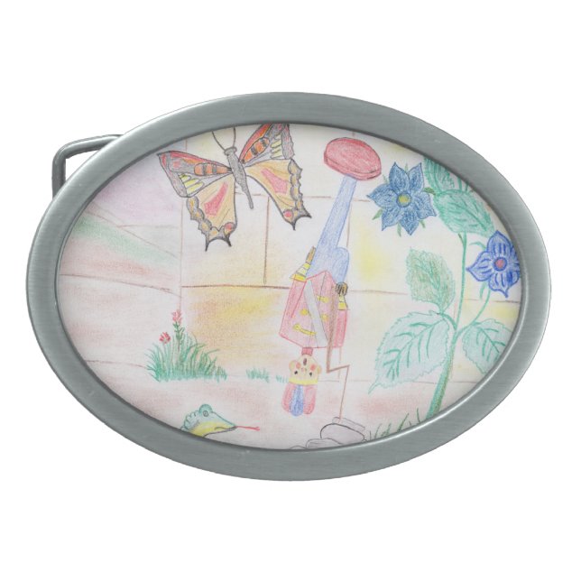 Custom Kids Artwork, Nutcracker toy, butterfly,  Belt Buckle (Front)