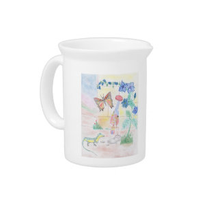 Custom Kids Artwork, Nutcracker toy, butterfly, Beverage Pitcher