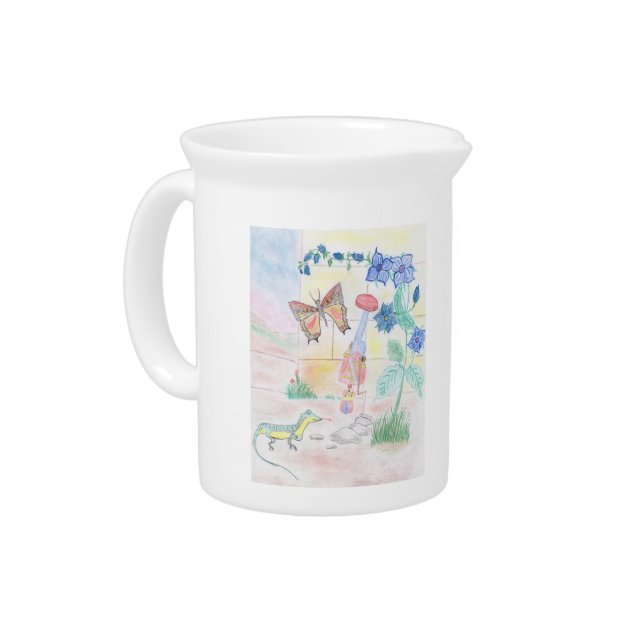 Custom Kids Artwork, Nutcracker toy, butterfly,  Beverage Pitcher (Left)