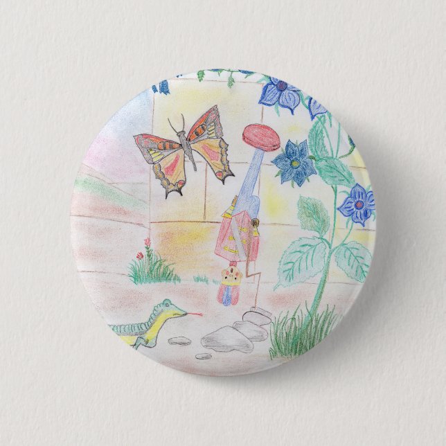 Custom Kids Artwork, Nutcracker toy, butterfly,  Button (Front)