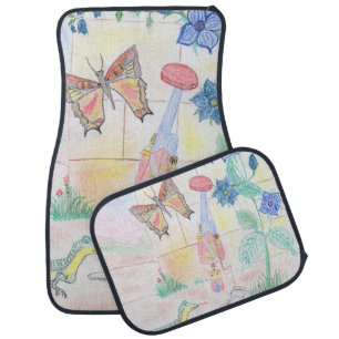Custom Kids Artwork, Nutcracker toy, butterfly,  Car Floor Mat