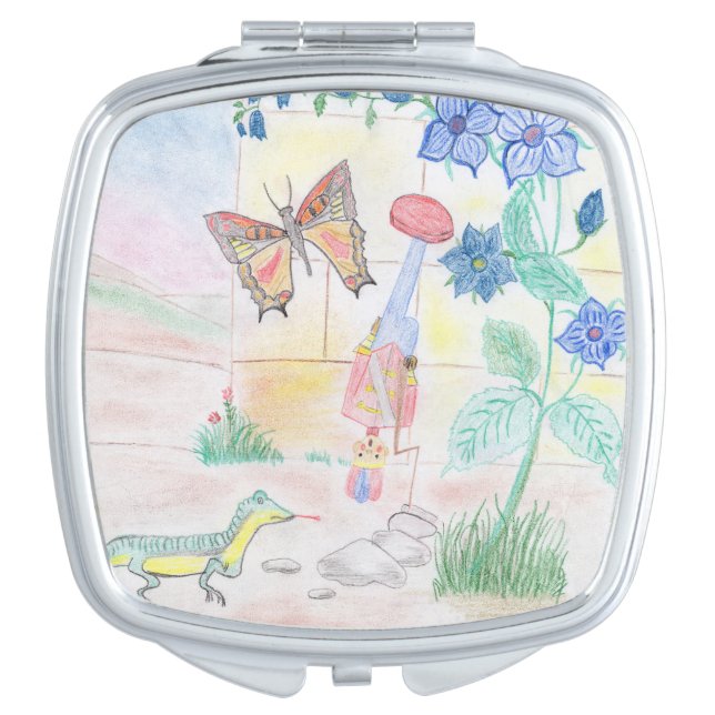 Custom Kids Artwork, Nutcracker toy, butterfly,  Compact Mirror (Front)